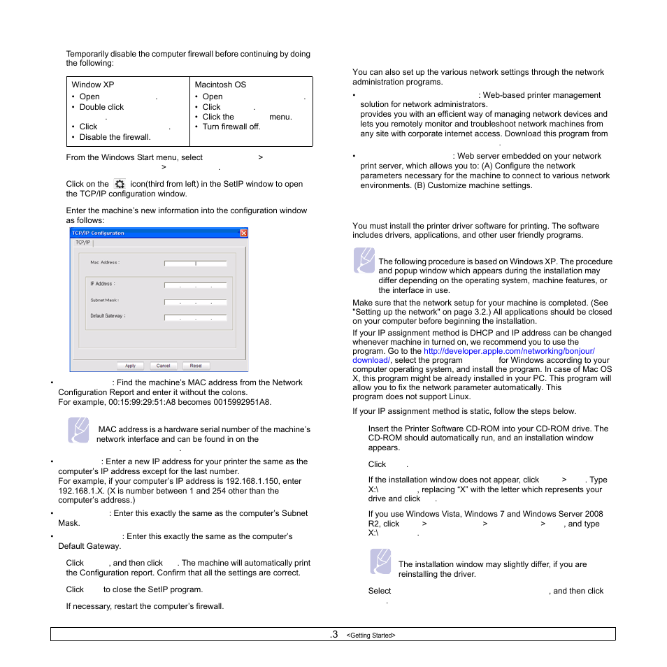 Network parameter setting, Installing the software, Network parameter setting installing the software | Samsung SCX-4500W-XAA User Manual | Page 24 / 112