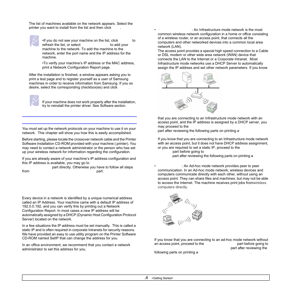 Using a wireless network, Checking your network environments | Samsung SCX-4500W-XAA User Manual | Page 25 / 112