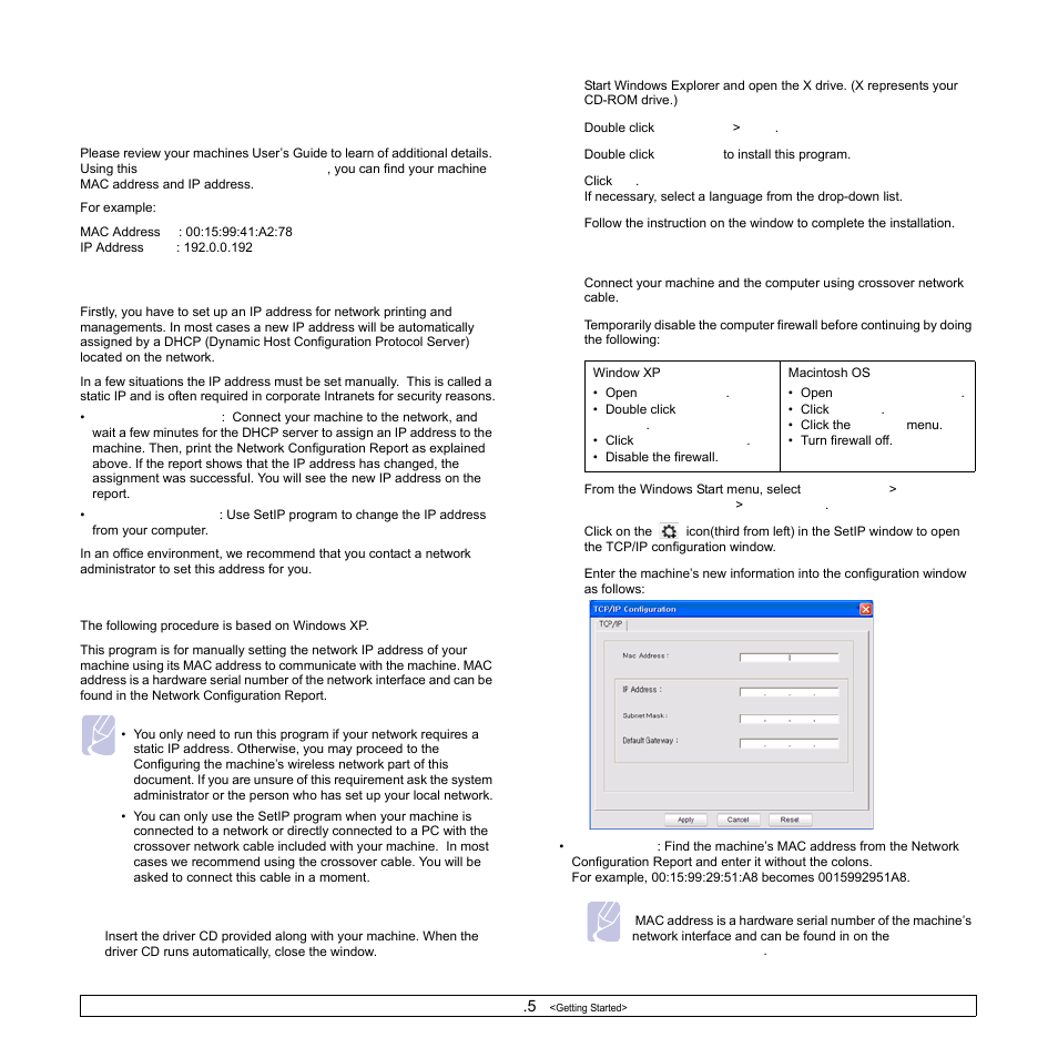 Printing configuration report, Setting ip address, Printing configuration report setting ip address | Samsung SCX-4500W-XAA User Manual | Page 26 / 112