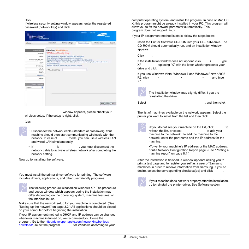 Installing the software | Samsung SCX-4500W-XAA User Manual | Page 29 / 112