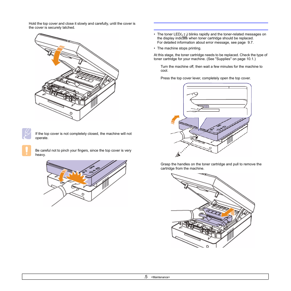 Replacing the toner cartridge | Samsung SCX-4500W-XAA User Manual | Page 45 / 112