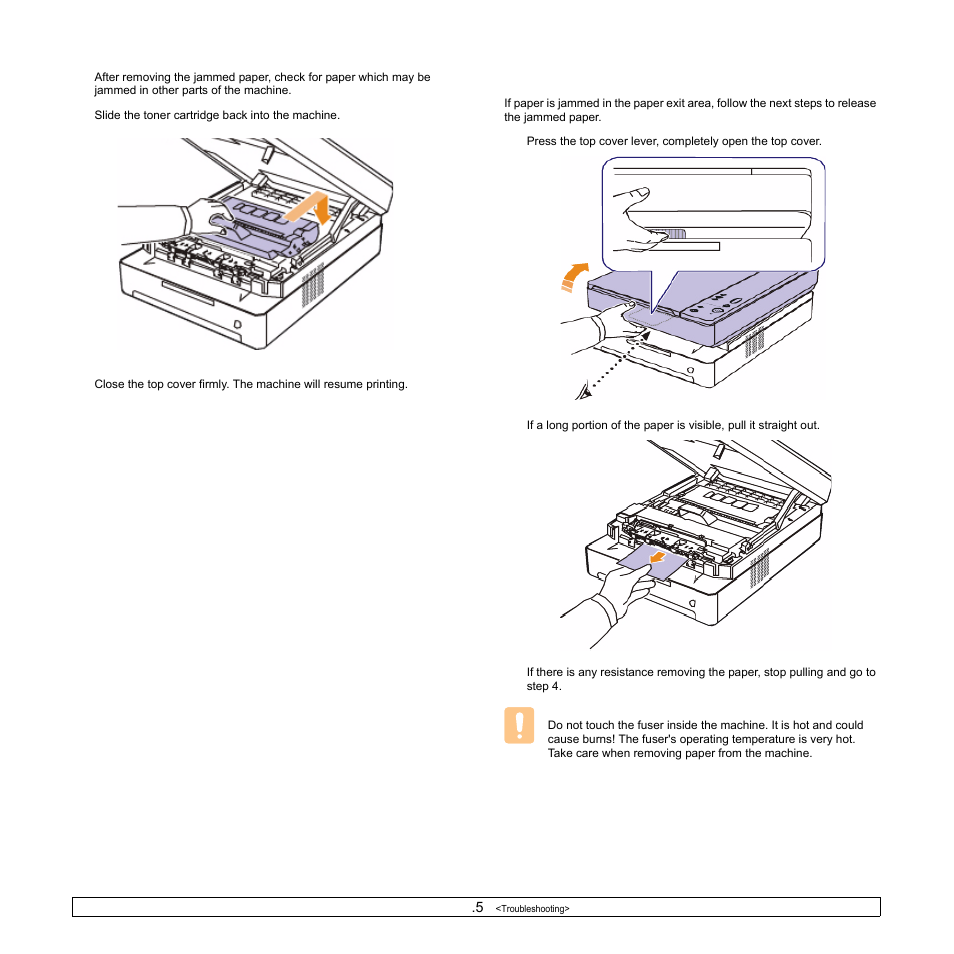 In the exit area | Samsung SCX-4500W-XAA User Manual | Page 52 / 112