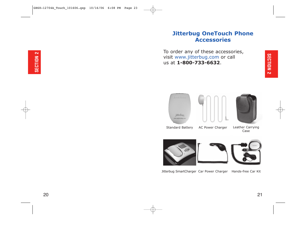 Jitterbug onetouch phone accessories | Samsung SPH-A110ZWADYN User Manual | Page 12 / 70