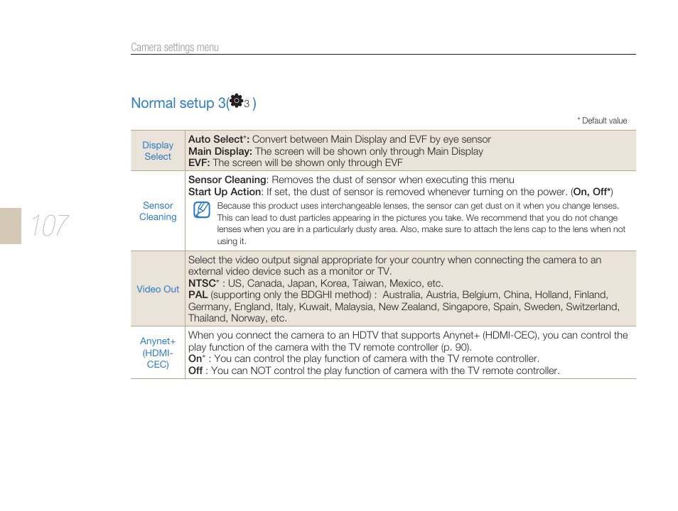 Normal setup 3 | Samsung ES-NX10ZZSEB User Manual | Page 107 / 129