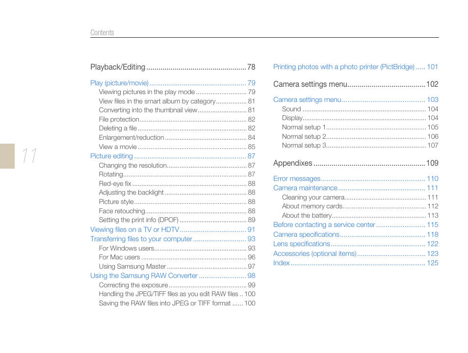 Samsung ES-NX10ZZSEB User Manual | Page 11 / 129