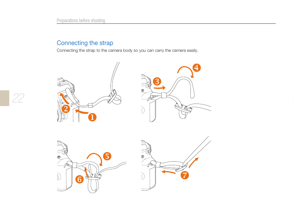 Connecting the strap, P. 22) | Samsung ES-NX10ZZSEB User Manual | Page 22 / 129