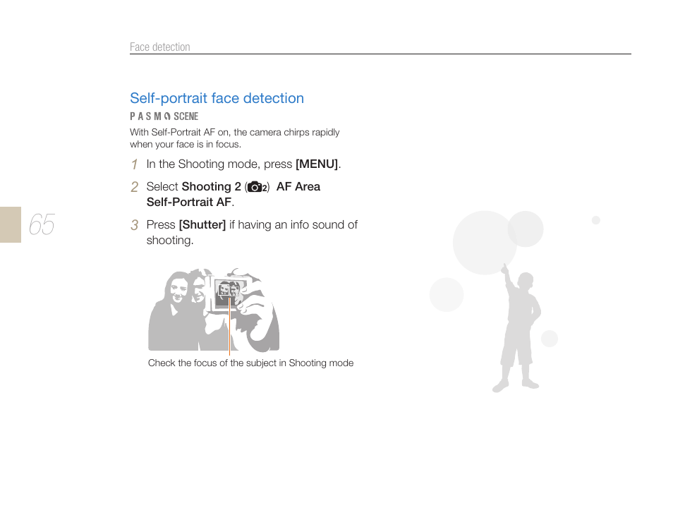 Self-portrait face detection | Samsung ES-NX10ZZSEB User Manual | Page 65 / 129