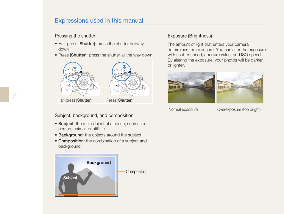 Expressions used in this manual | Samsung ES-NX10ZZSEB User Manual | Page 7 / 129