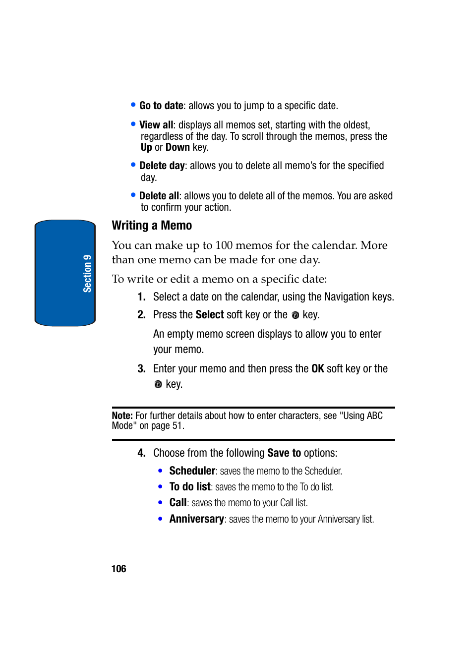 Writing a memo | Samsung SGH-X495IBBTMB User Manual | Page 110 / 172