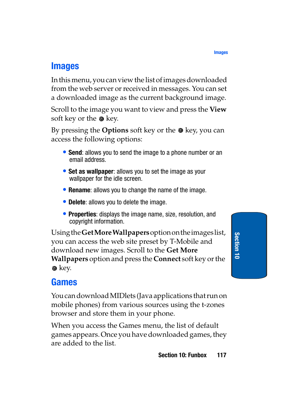 Images, Games, Images games | Samsung SGH-X495IBBTMB User Manual | Page 121 / 172