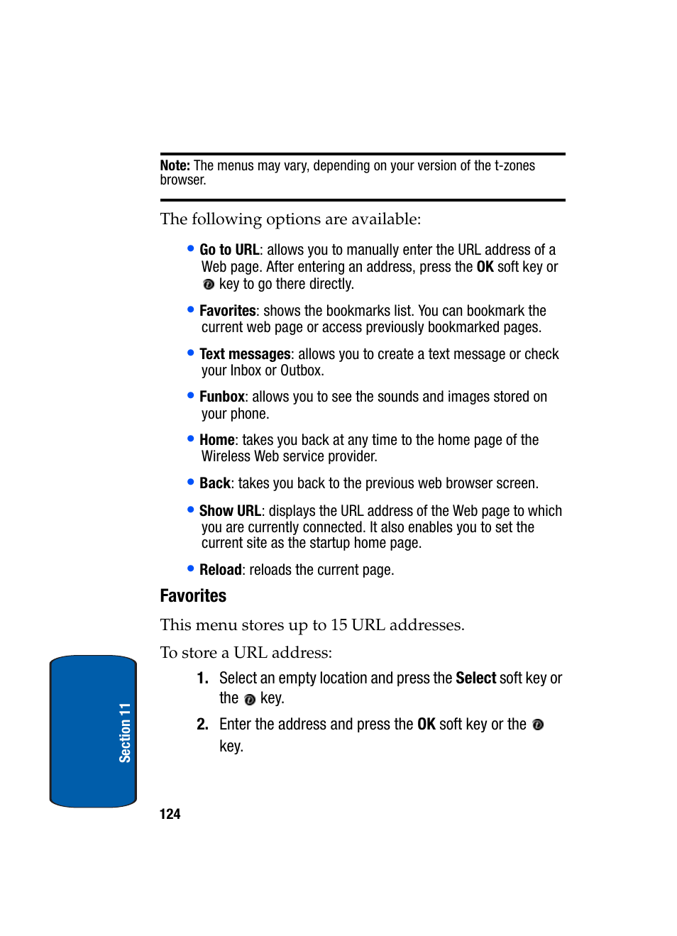 Favorites | Samsung SGH-X495IBBTMB User Manual | Page 128 / 172