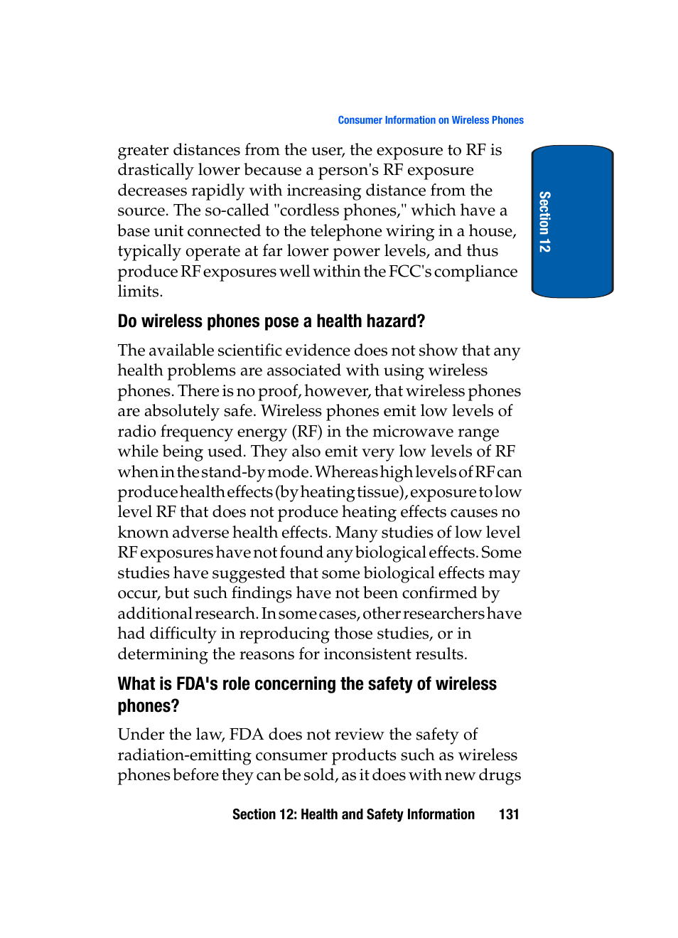 Do wireless phones pose a health hazard | Samsung SGH-X495IBBTMB User Manual | Page 135 / 172