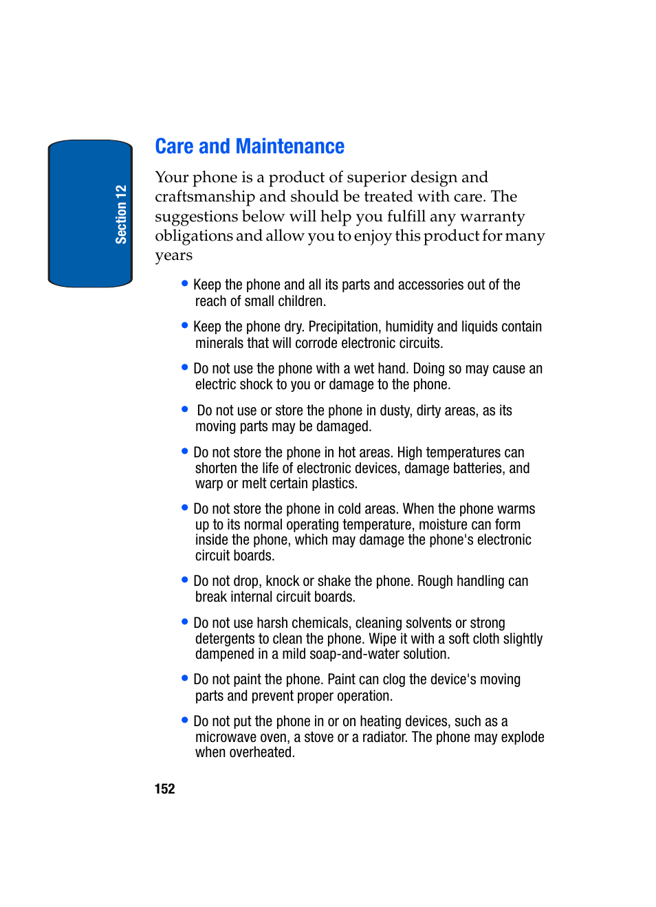 Care and maintenance | Samsung SGH-X495IBBTMB User Manual | Page 156 / 172