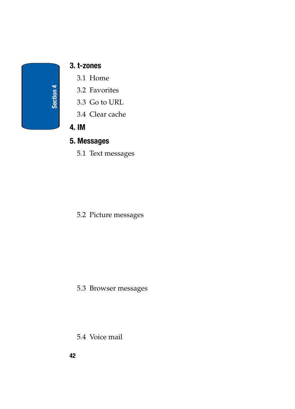 T-zones, Im 5. messages | Samsung SGH-X495IBBTMB User Manual | Page 46 / 172