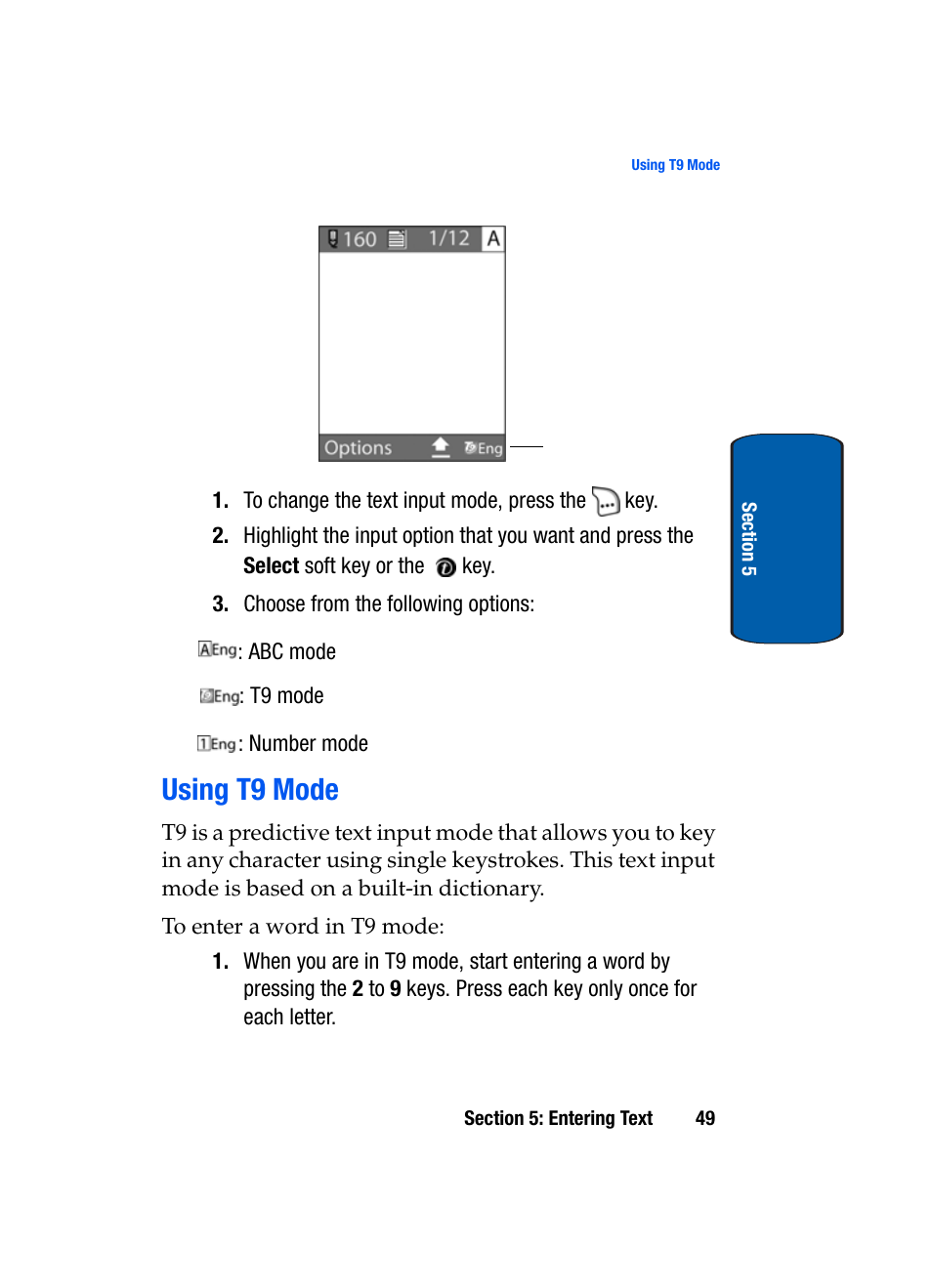 Using t9 mode | Samsung SGH-X495IBBTMB User Manual | Page 53 / 172