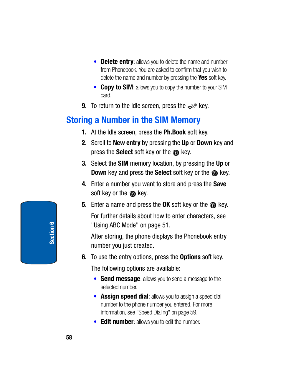 Storing a number in the sim memory | Samsung SGH-X495IBBTMB User Manual | Page 62 / 172