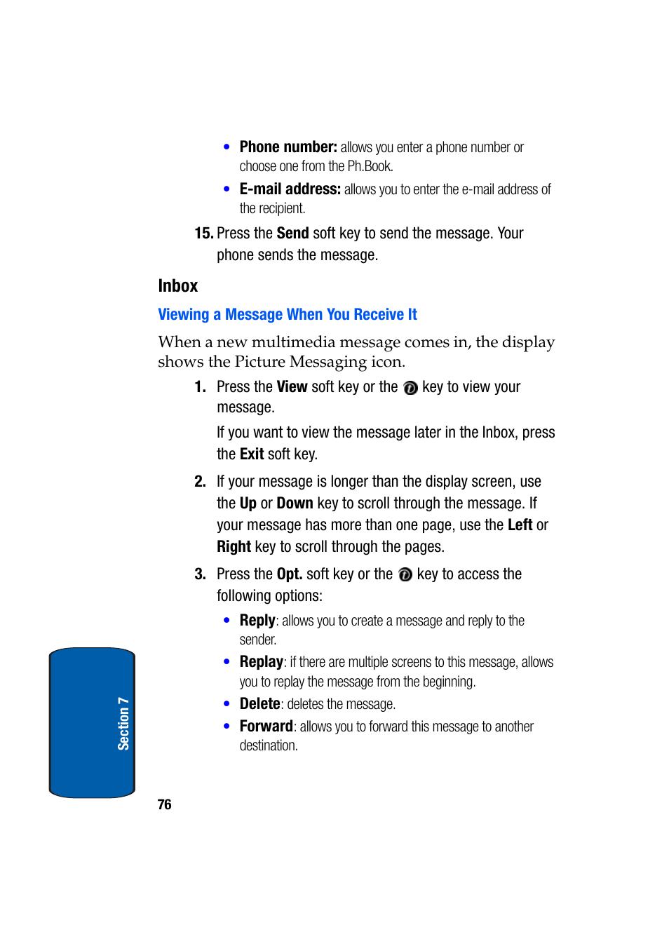 Inbox | Samsung SGH-X495IBBTMB User Manual | Page 80 / 172