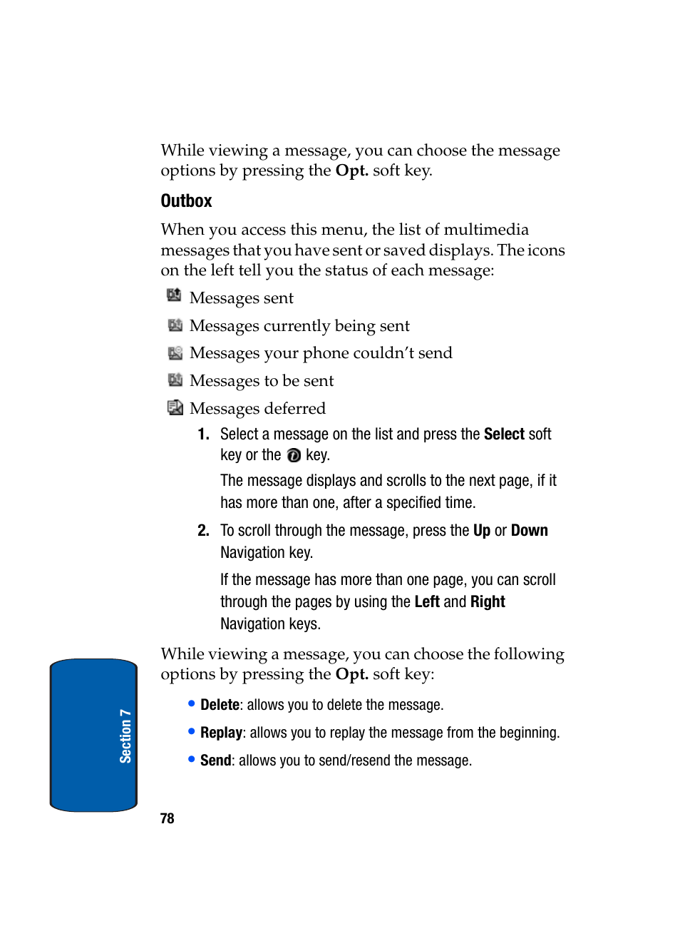 Outbox | Samsung SGH-X495IBBTMB User Manual | Page 82 / 172