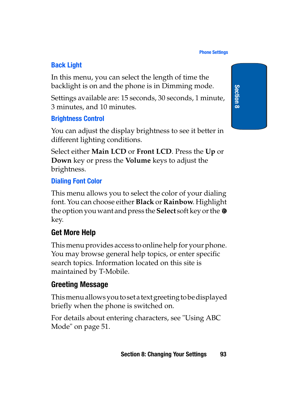 Get more help, Greeting message | Samsung SGH-X495IBBTMB User Manual | Page 97 / 172
