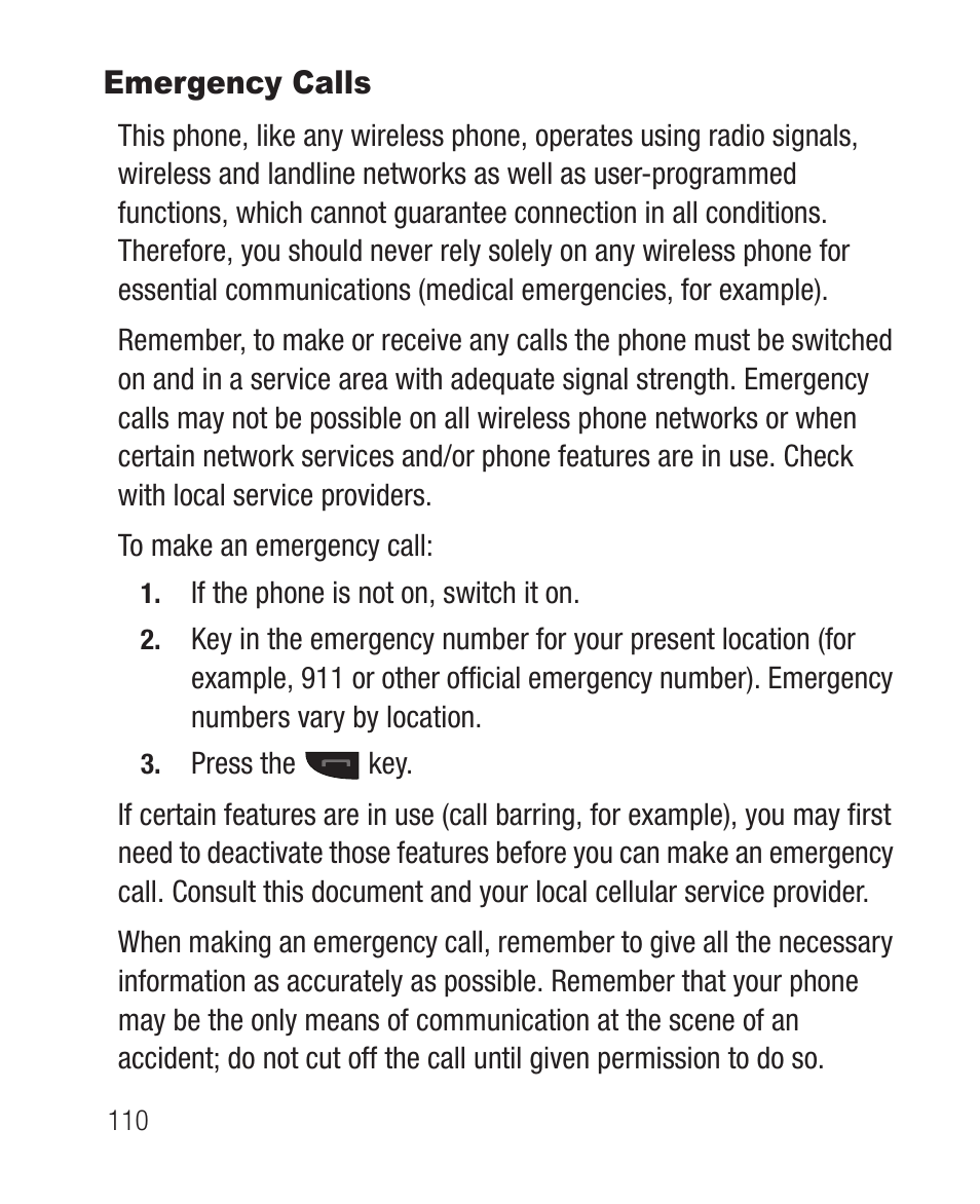 Emergency calls | Samsung SCH-R631DWACRI User Manual | Page 114 / 145