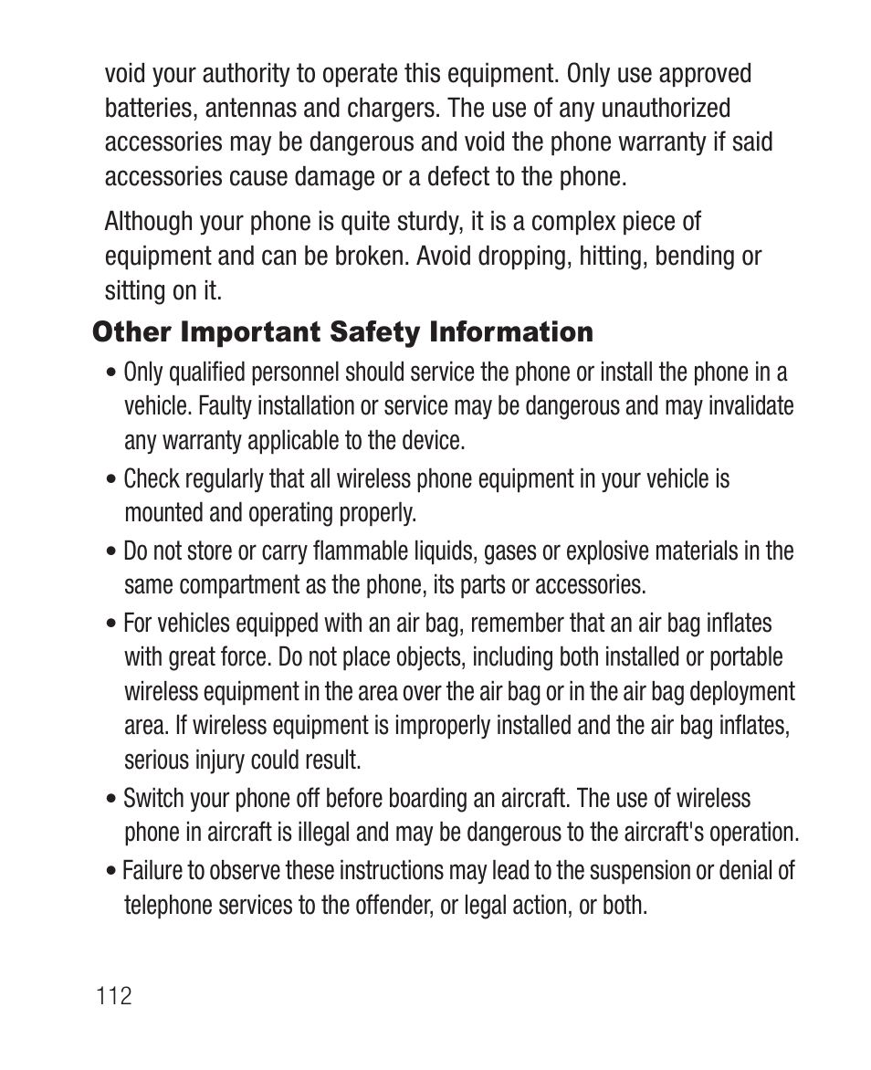 Other important safety information | Samsung SCH-R631DWACRI User Manual | Page 116 / 145