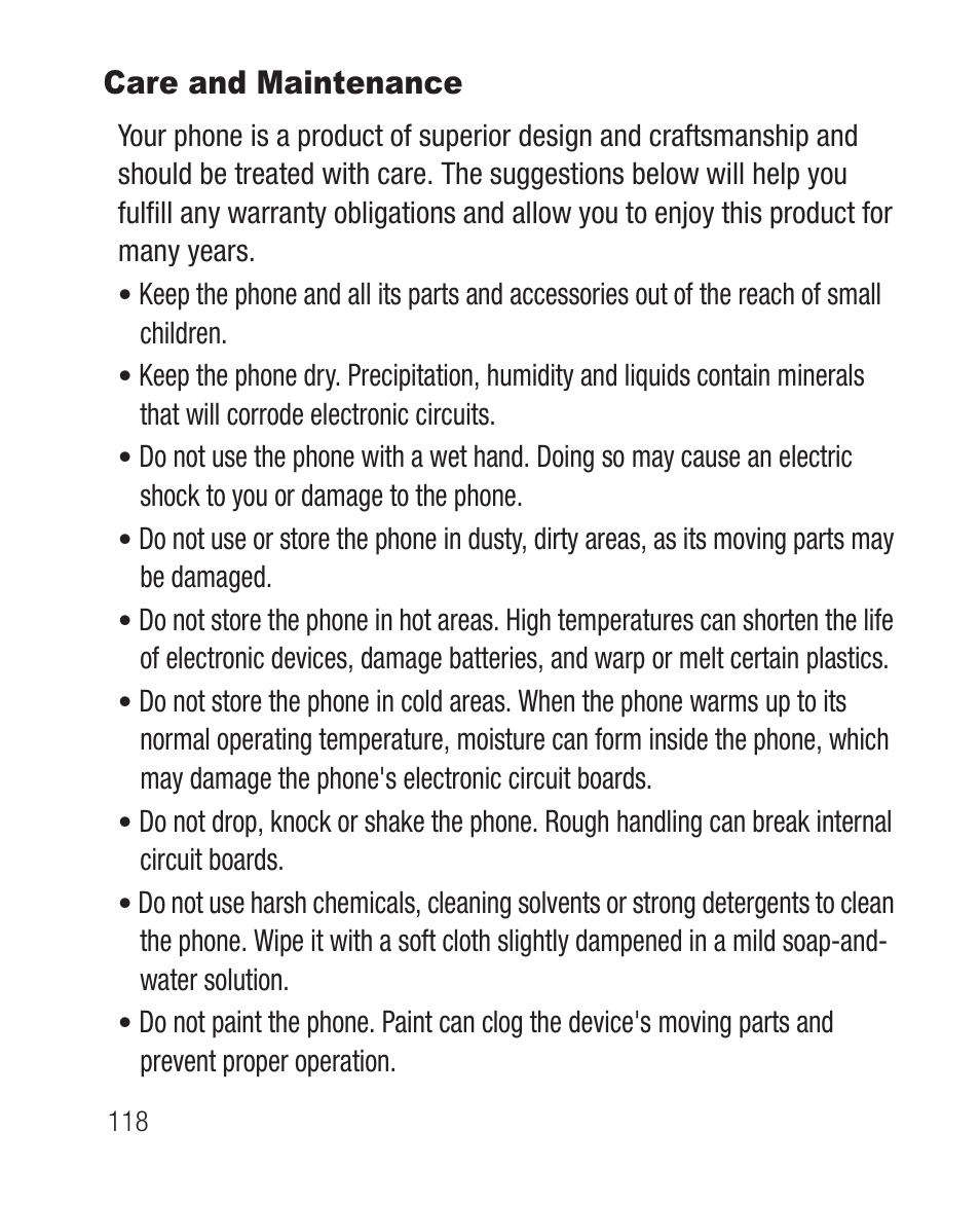 Care and maintenance | Samsung SCH-R631DWACRI User Manual | Page 122 / 145