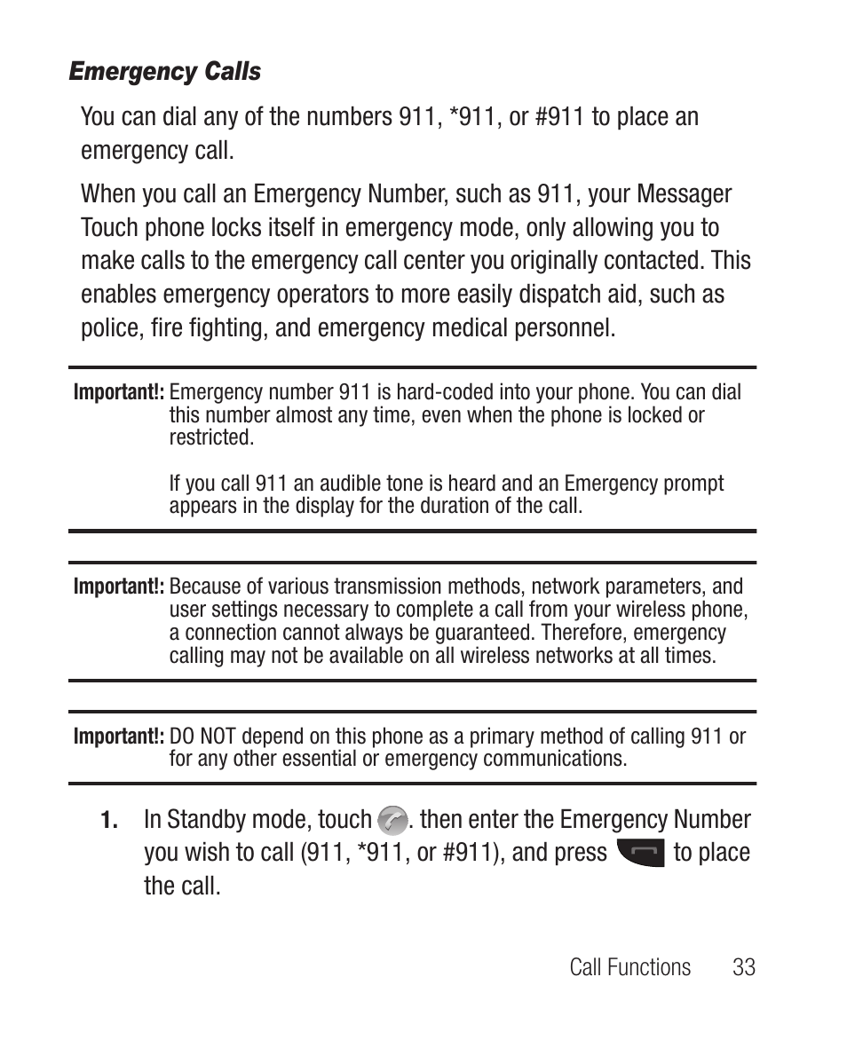 Emergency calls | Samsung SCH-R631DWACRI User Manual | Page 37 / 145