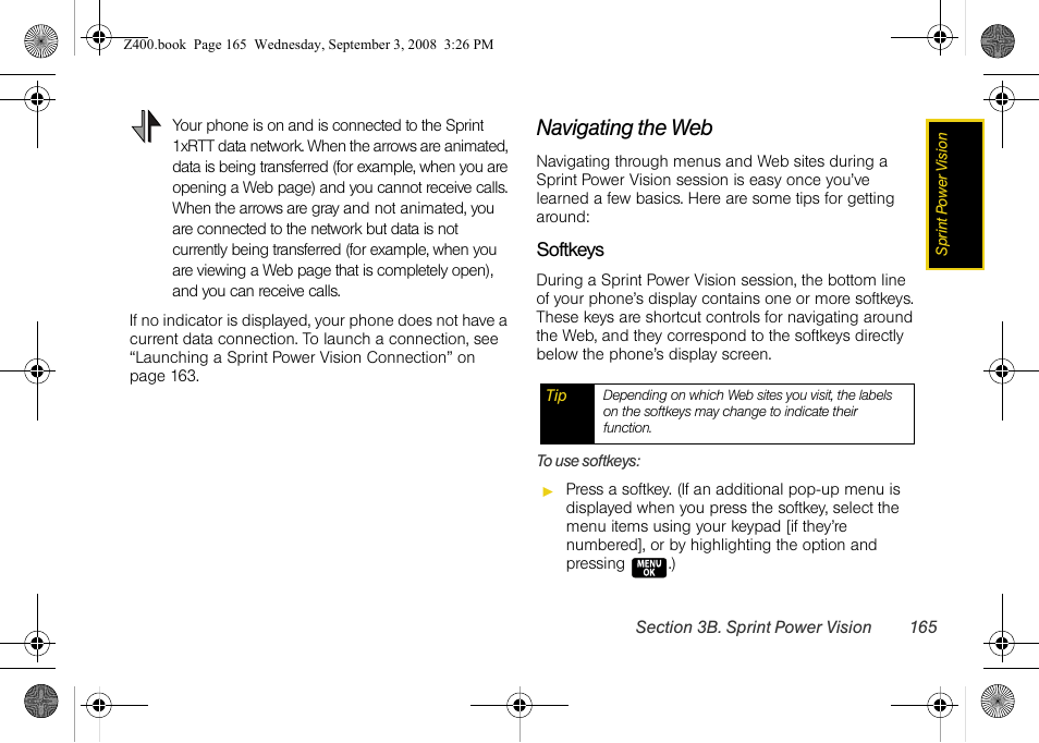 Navigating the web | Samsung SPH-Z400DAASPR User Manual | Page 182 / 214