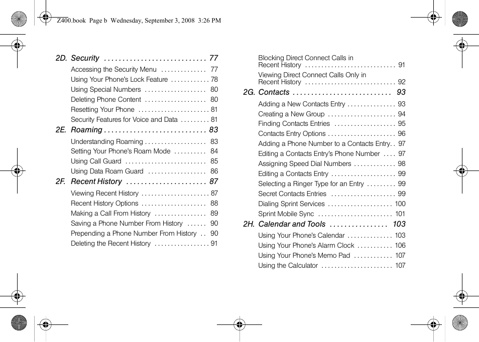 Samsung SPH-Z400DAASPR User Manual | Page 4 / 214