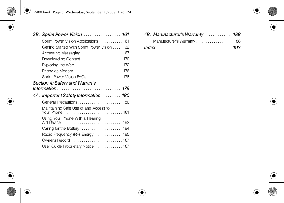 Samsung SPH-Z400DAASPR User Manual | Page 6 / 214