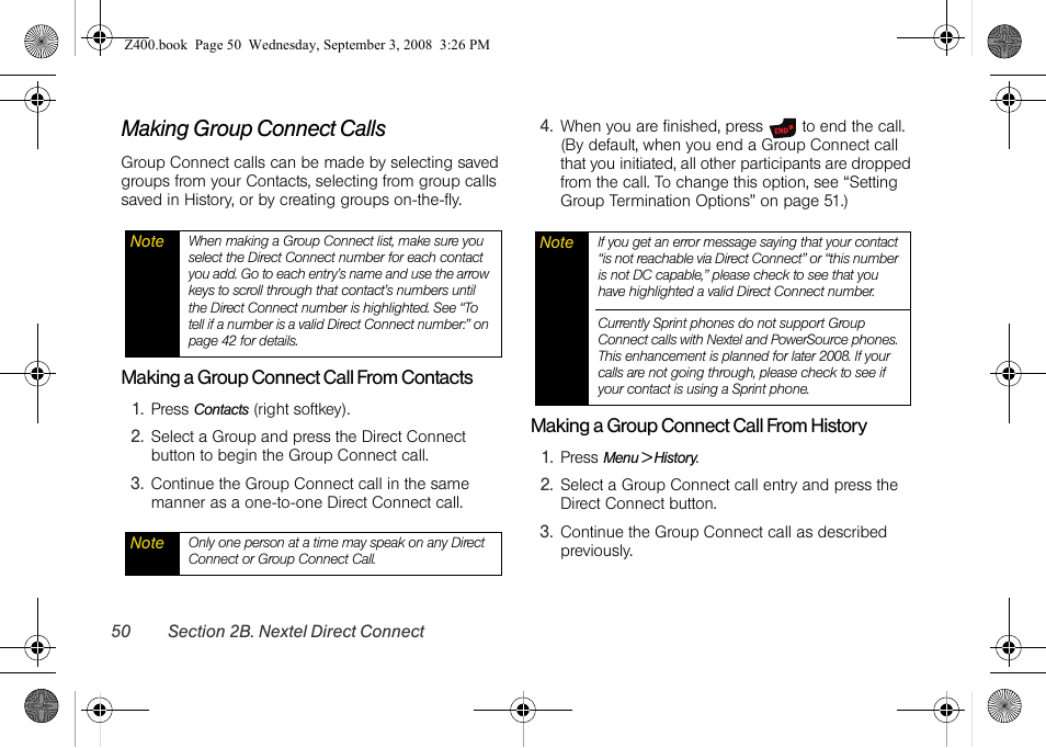 Making group connect calls | Samsung SPH-Z400DAASPR User Manual | Page 66 / 214