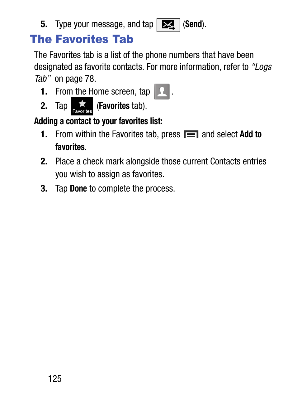 The favorites tab | Samsung SM-S890LZKATFN User Manual | Page 132 / 459