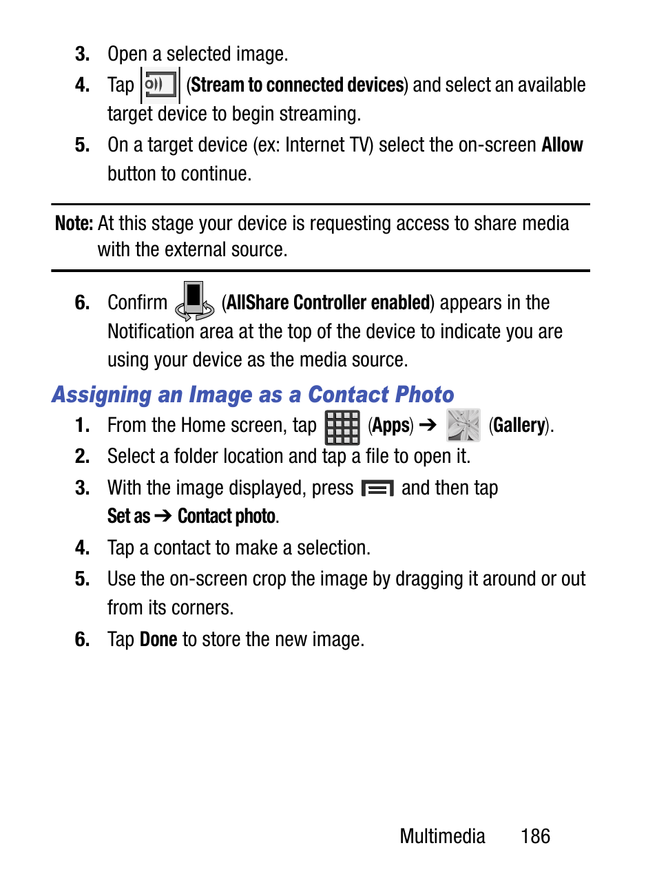 Assigning an image as a contact photo | Samsung SM-S890LZKATFN User Manual | Page 193 / 459