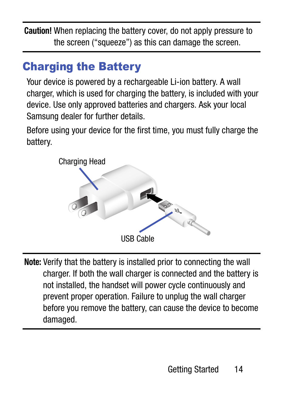 Charging the battery | Samsung SM-S890LZKATFN User Manual | Page 21 / 459