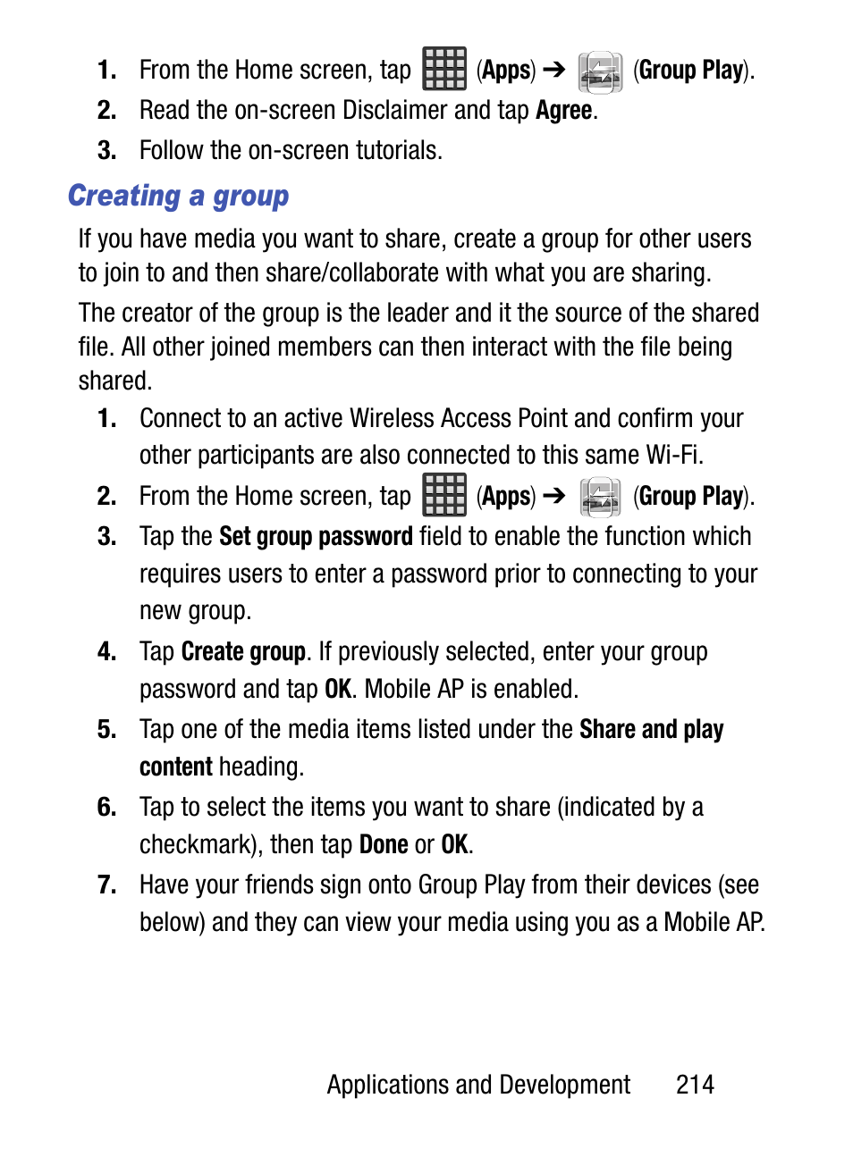 Creating a group | Samsung SM-S890LZKATFN User Manual | Page 221 / 459