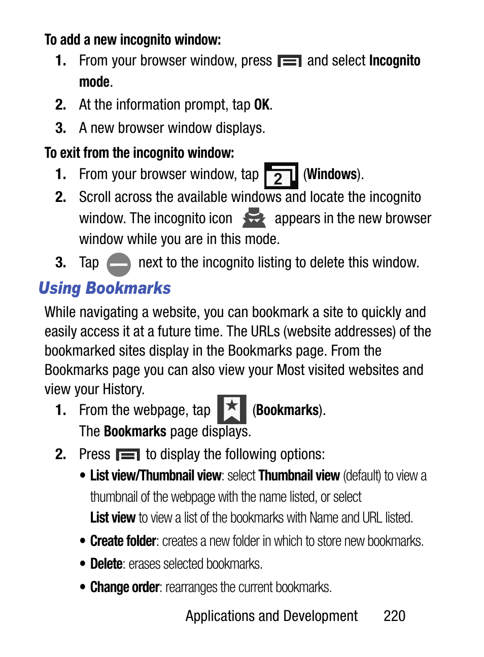 Using bookmarks | Samsung SM-S890LZKATFN User Manual | Page 227 / 459