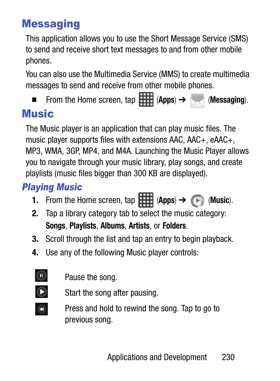 Messaging, Music, Messaging music | Samsung SM-S890LZKATFN User Manual | Page 237 / 459