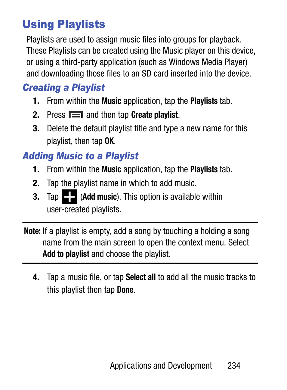 Using playlists | Samsung SM-S890LZKATFN User Manual | Page 241 / 459