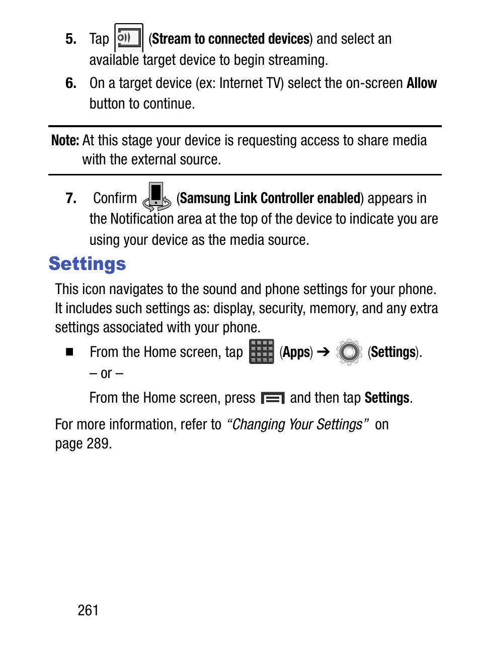 Settings | Samsung SM-S890LZKATFN User Manual | Page 268 / 459