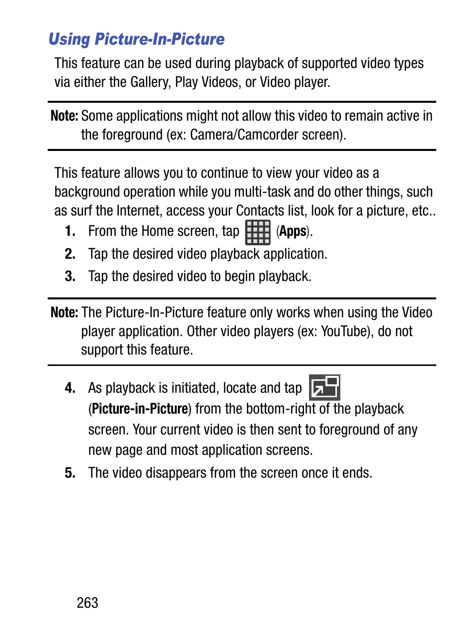 Using picture-in-picture | Samsung SM-S890LZKATFN User Manual | Page 270 / 459