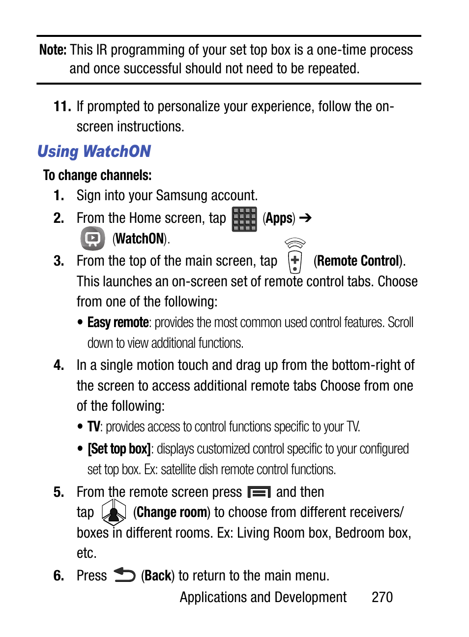 Using watchon | Samsung SM-S890LZKATFN User Manual | Page 277 / 459