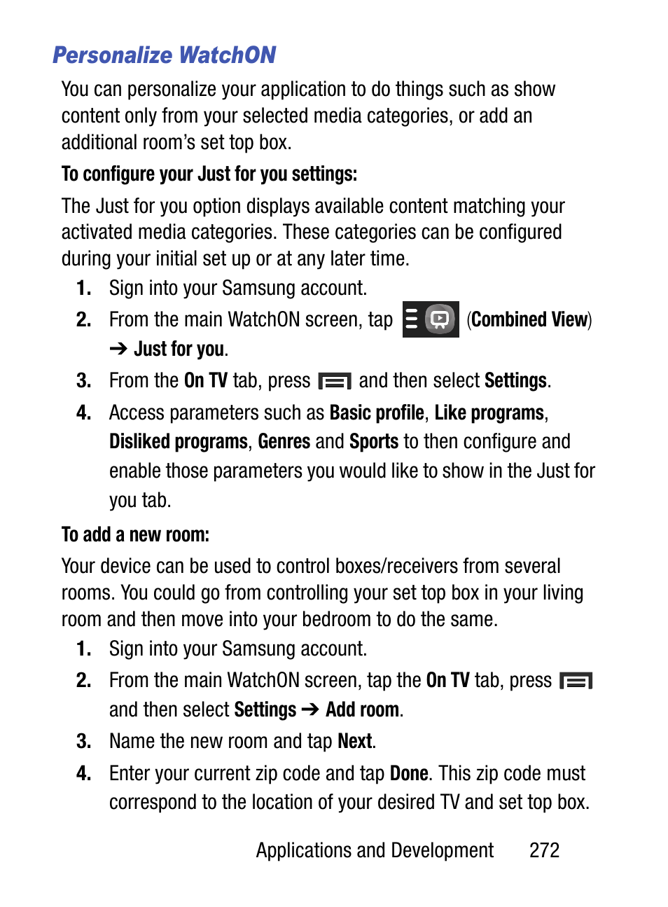 Personalize watchon | Samsung SM-S890LZKATFN User Manual | Page 279 / 459