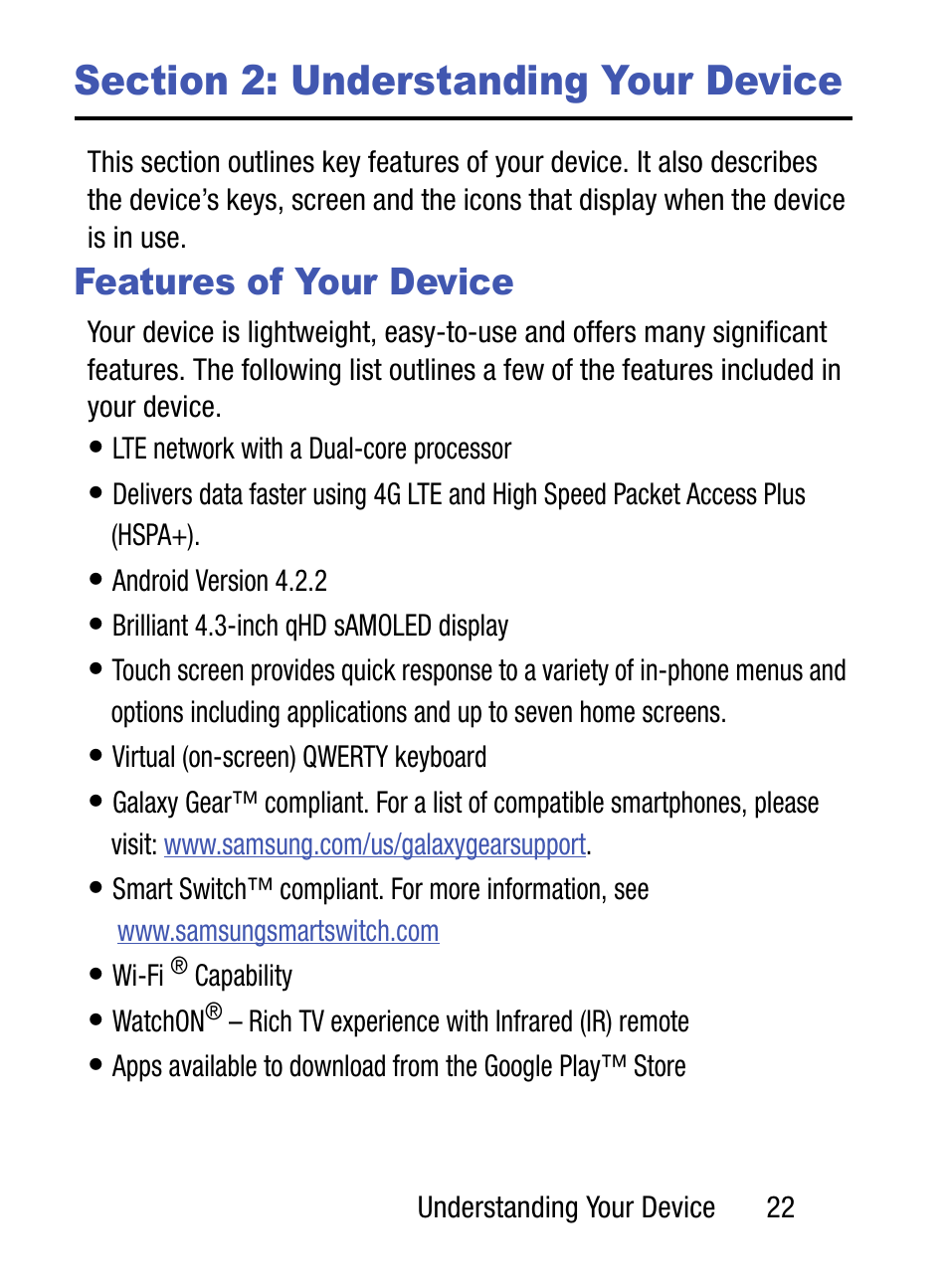 Section 2: understanding your device, Features of your device | Samsung SM-S890LZKATFN User Manual | Page 29 / 459