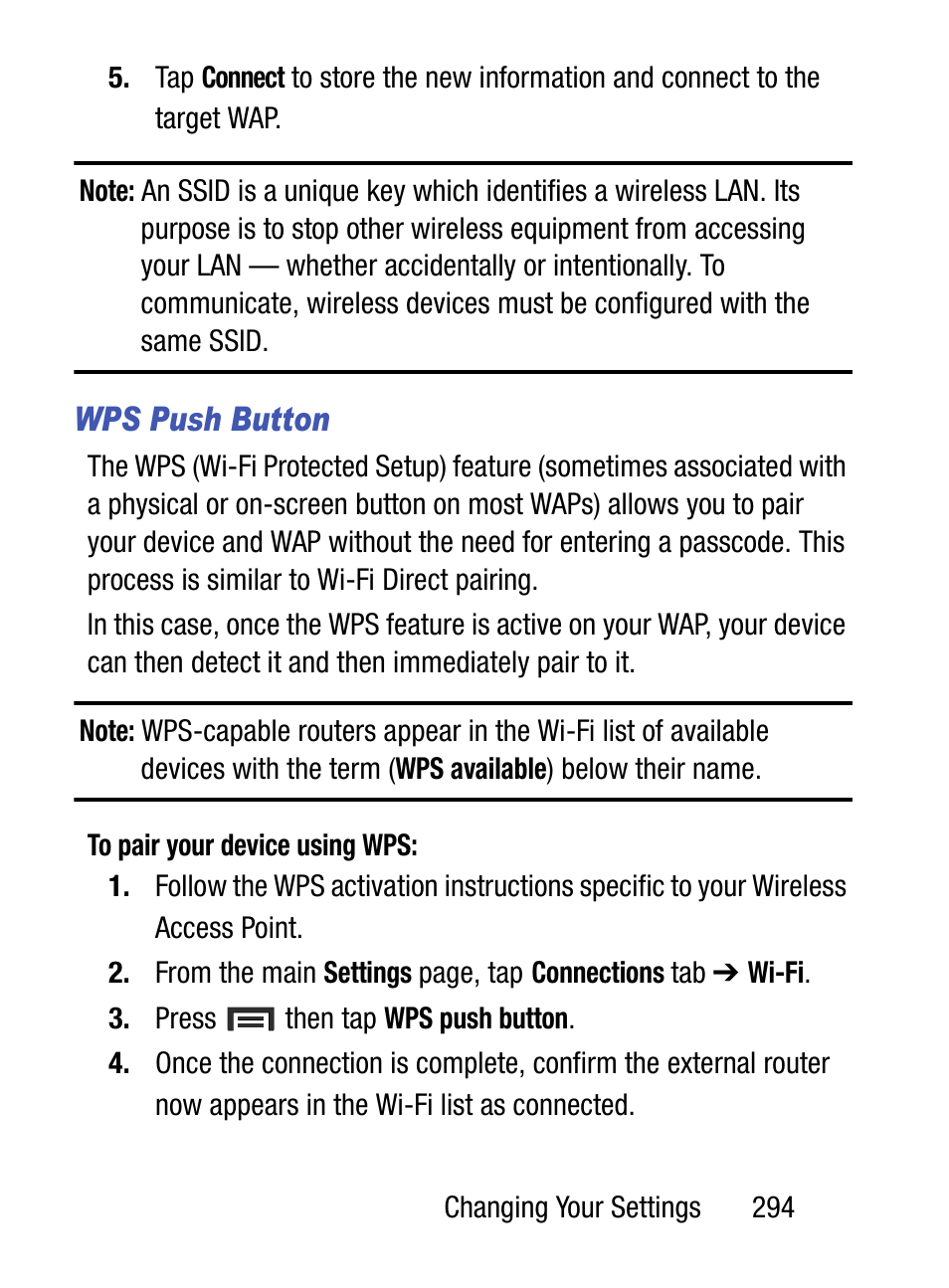 Wps push button | Samsung SM-S890LZKATFN User Manual | Page 301 / 459