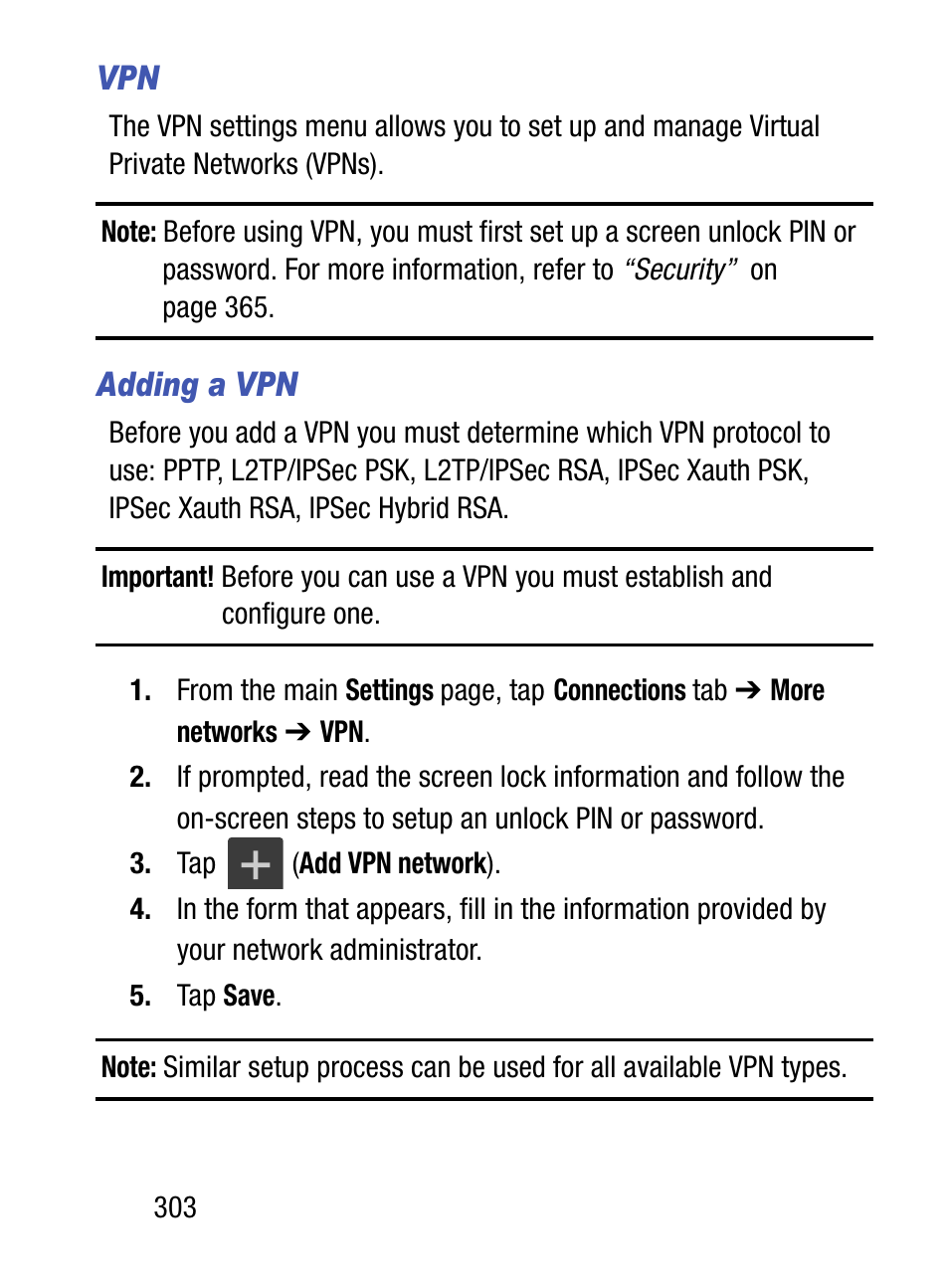 Adding a vpn | Samsung SM-S890LZKATFN User Manual | Page 310 / 459