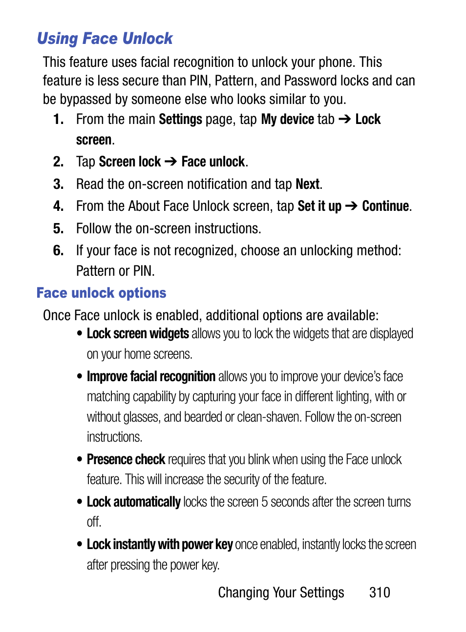 Using face unlock | Samsung SM-S890LZKATFN User Manual | Page 317 / 459