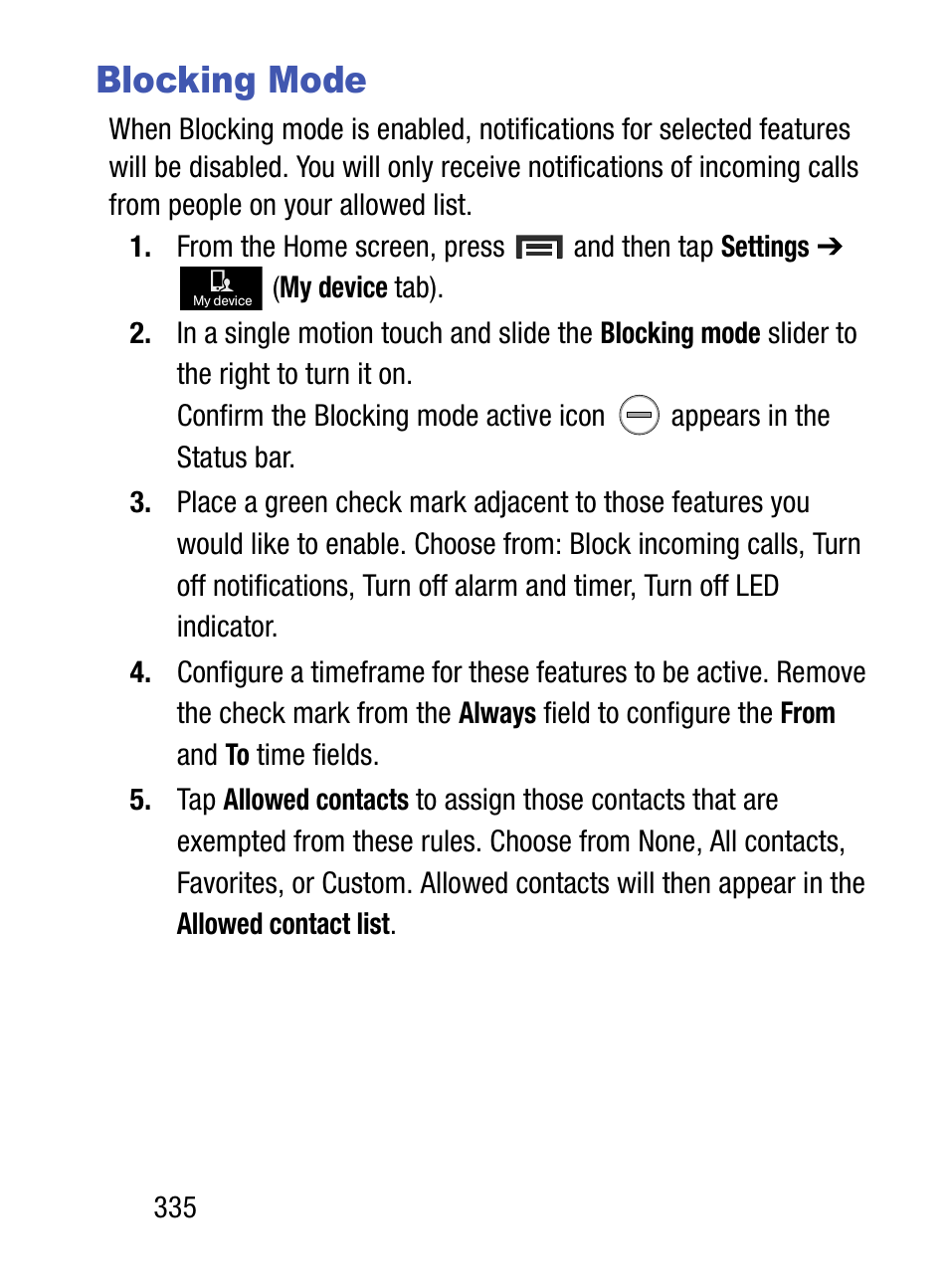 Blocking mode | Samsung SM-S890LZKATFN User Manual | Page 342 / 459