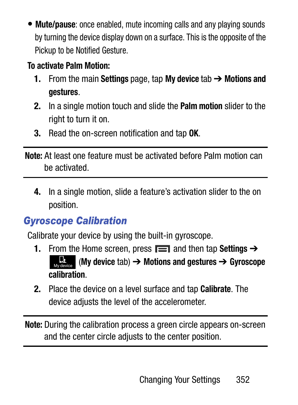 Gyroscope calibration | Samsung SM-S890LZKATFN User Manual | Page 359 / 459