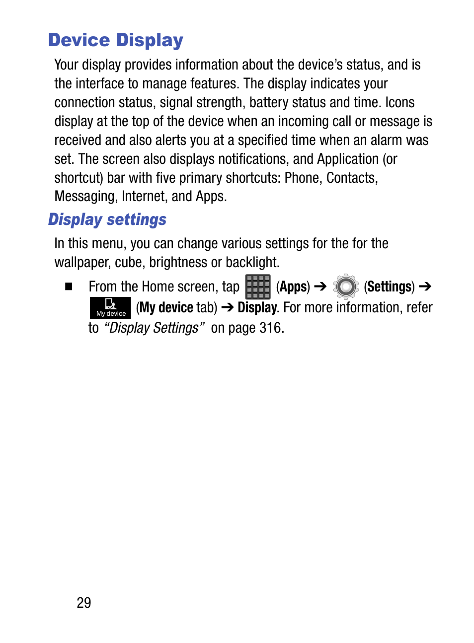 Device display, Display settings | Samsung SM-S890LZKATFN User Manual | Page 36 / 459