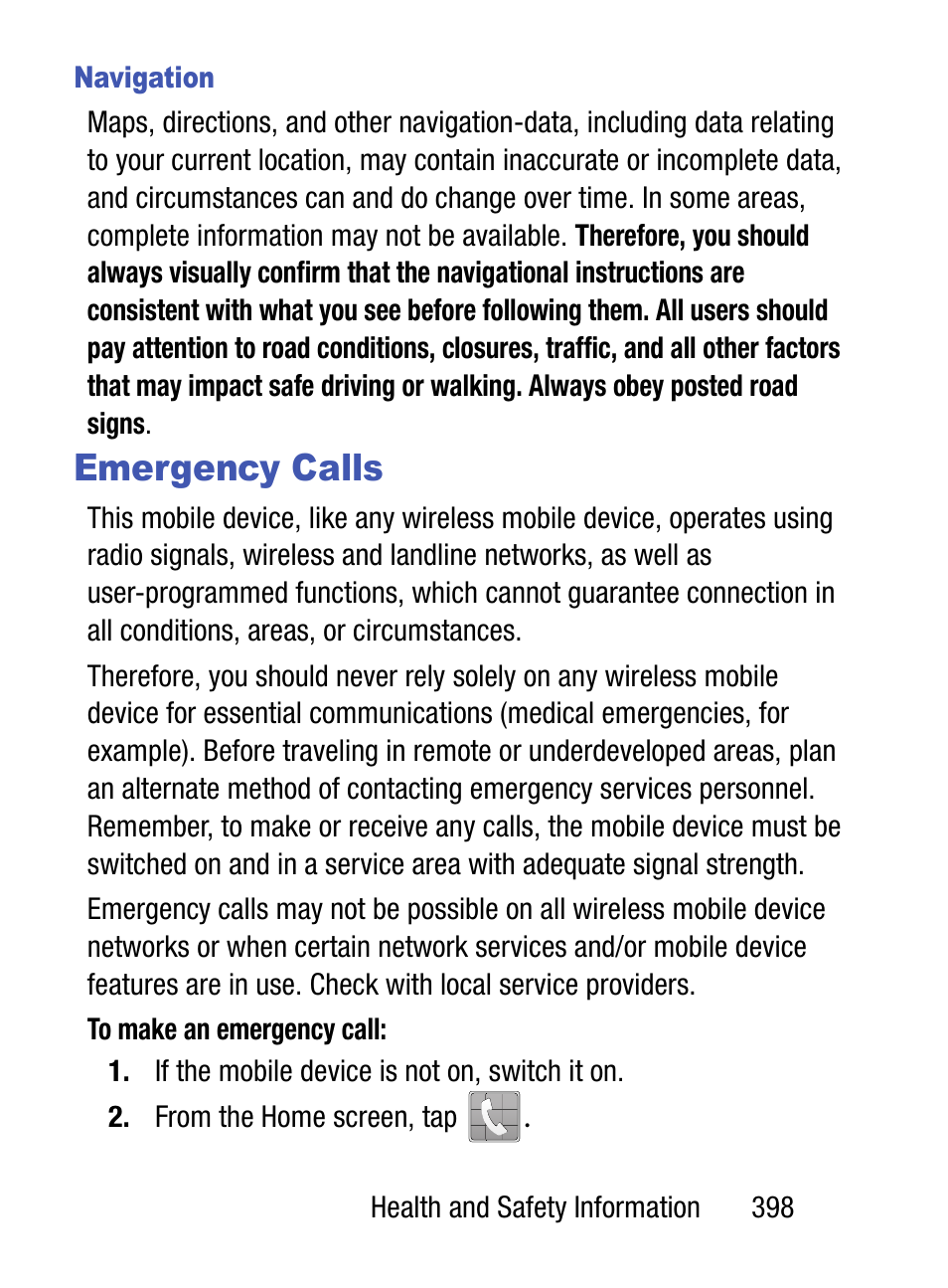 Emergency calls | Samsung SM-S890LZKATFN User Manual | Page 405 / 459